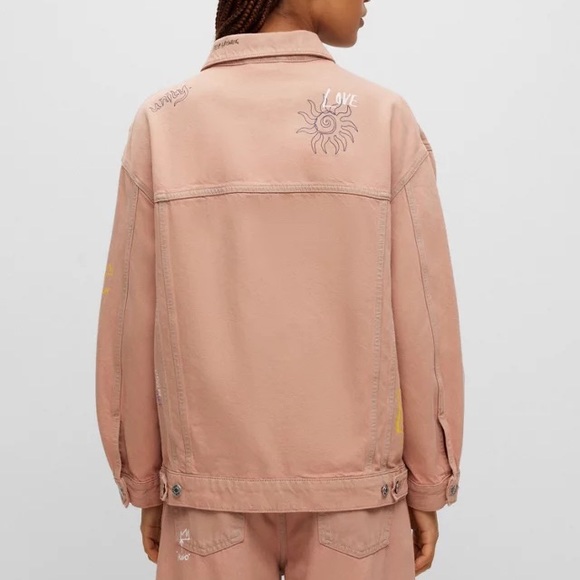 HUGO OVERSIZED-FIT JACKET IN OVERDYED DENIM WITH DOODLE MOTIFS - Picture 6 of 6